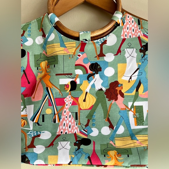 NEIMAN MARCUS Tote Purse Bag Fashion Diva Model Ladies Bamboo Handles MCM Chic - Picture 3 of 13